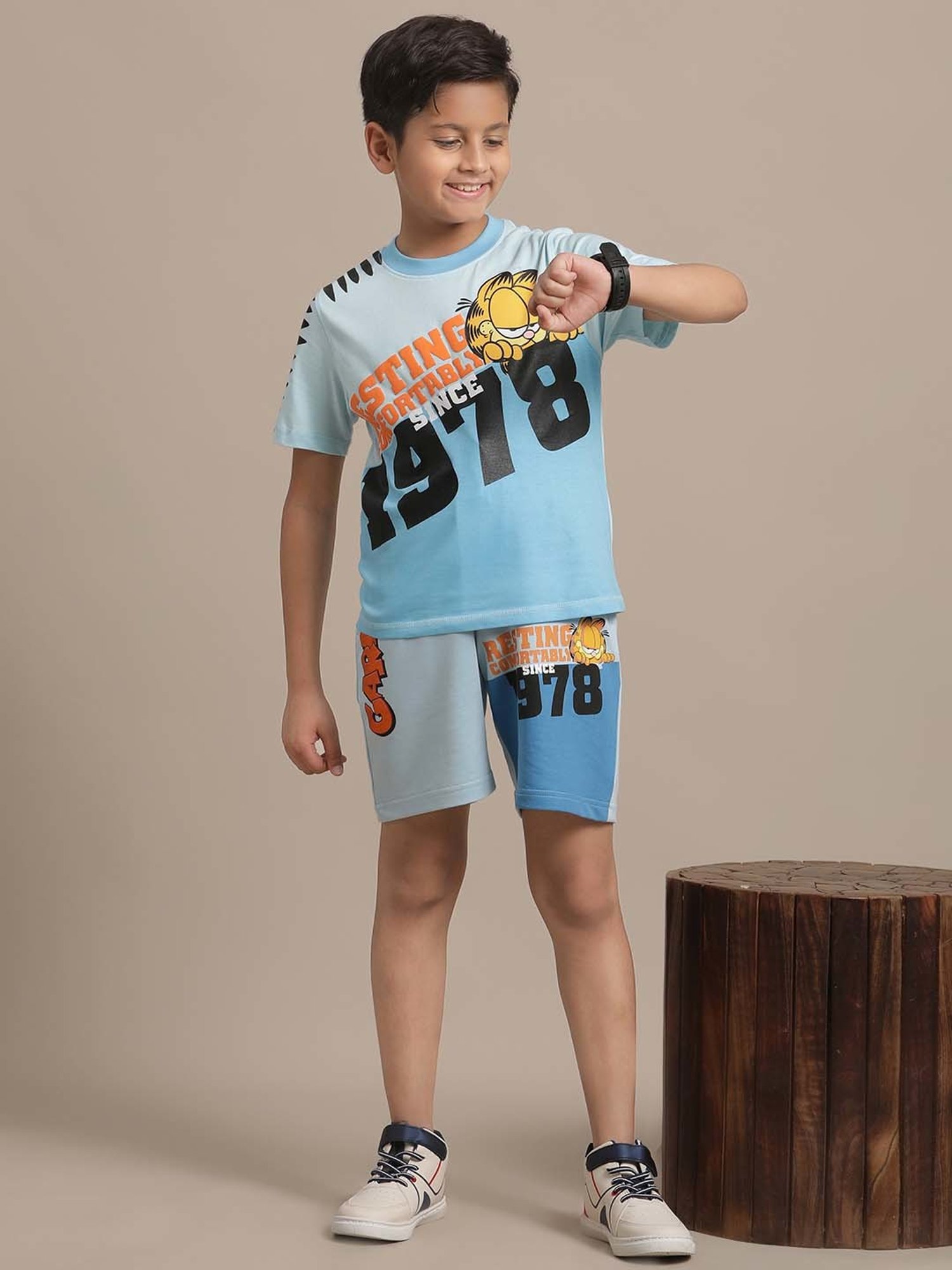 Kidsville Blue Cotton Printed Shorts