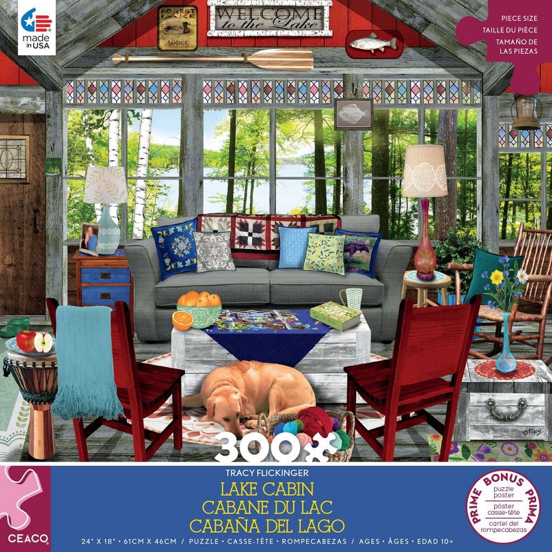 Ceaco Tracy Flickinger: Lake Cabin Jigsaw Puzzle - 300pc