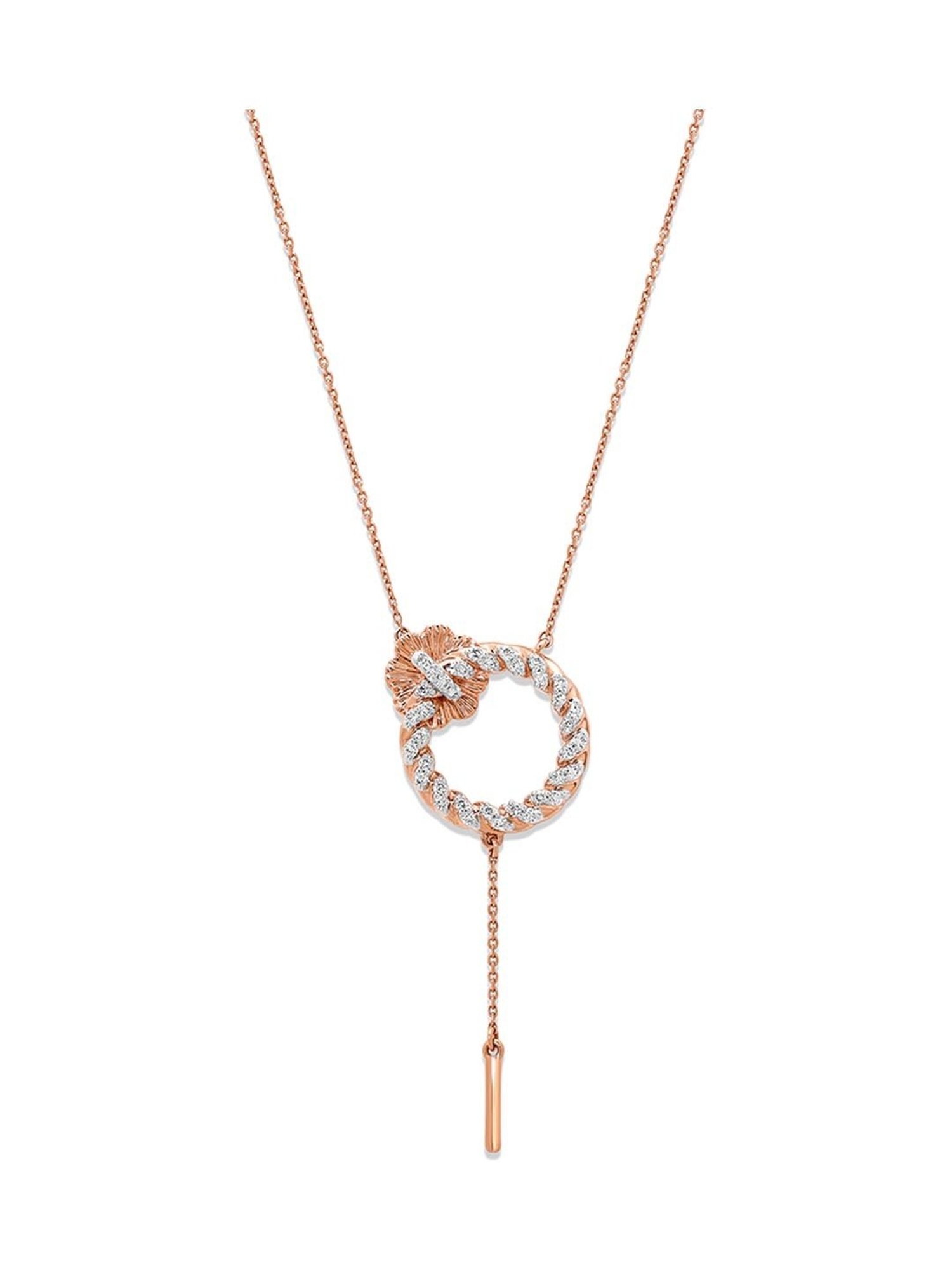 Mia by Tanishq Nature's Finest 14k Gold Orbiting Elegance Diamond Princess Necklace for Women