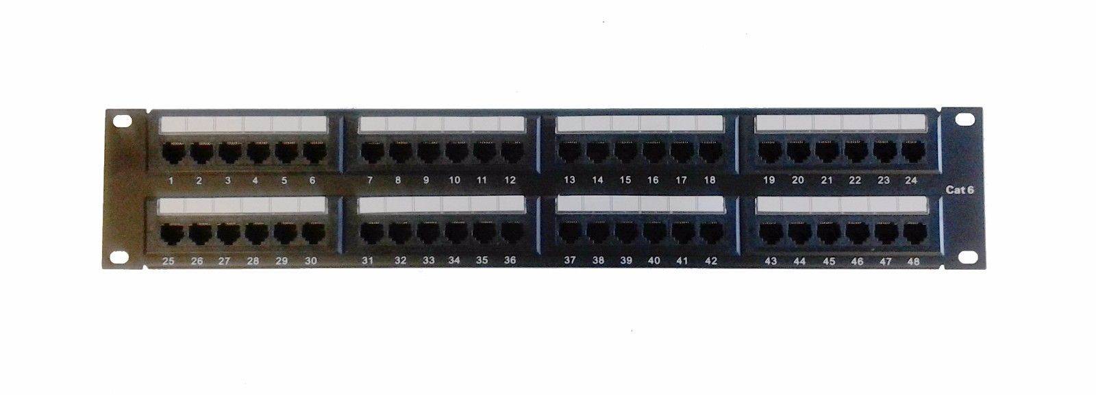 Patch panel CAT6 UTP 48 port 5-pack 2U 110 IDC T568A & B 22~24AWG unshielded