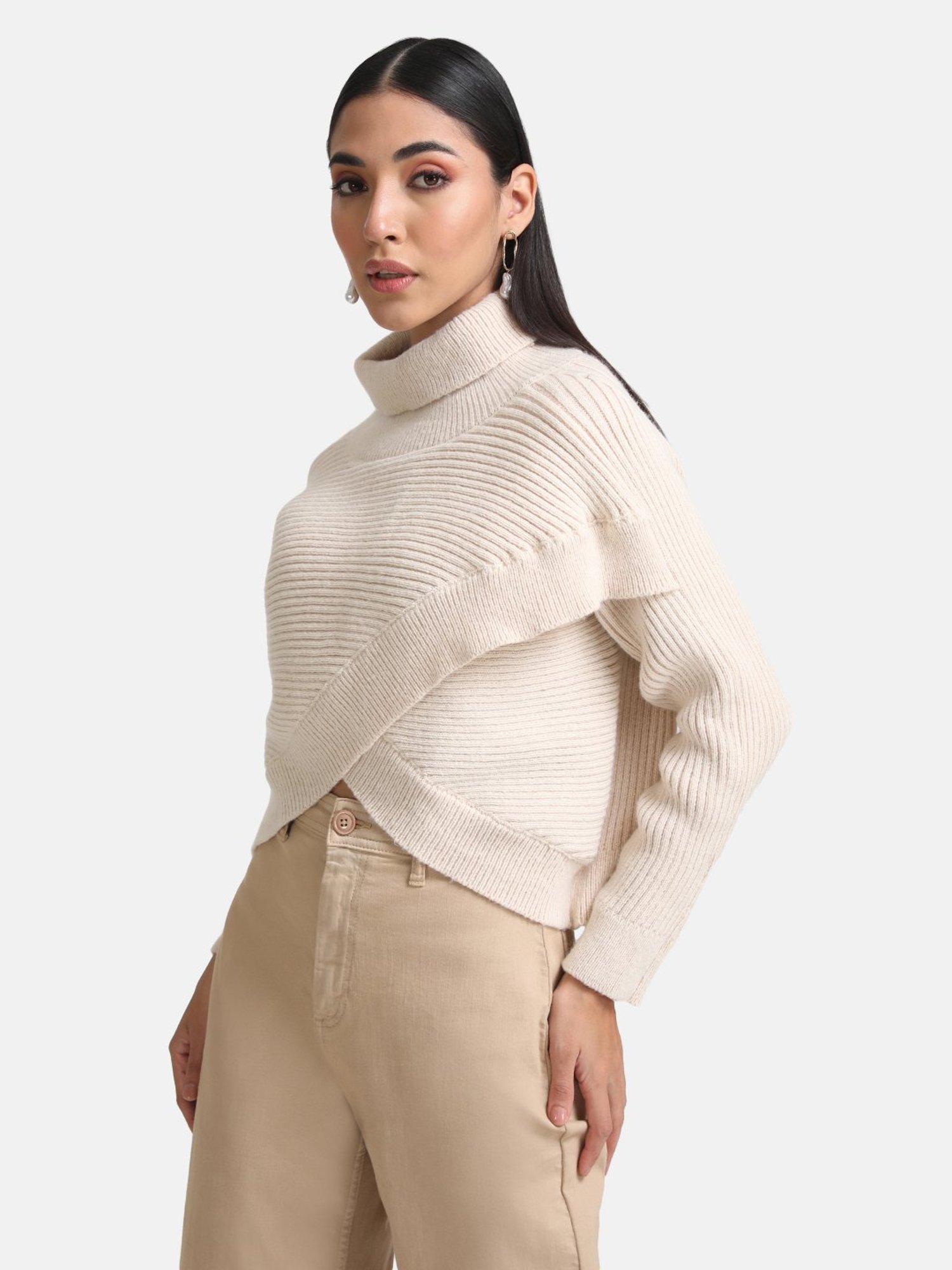 Kazo Reversible Wrap High Neck Pullover