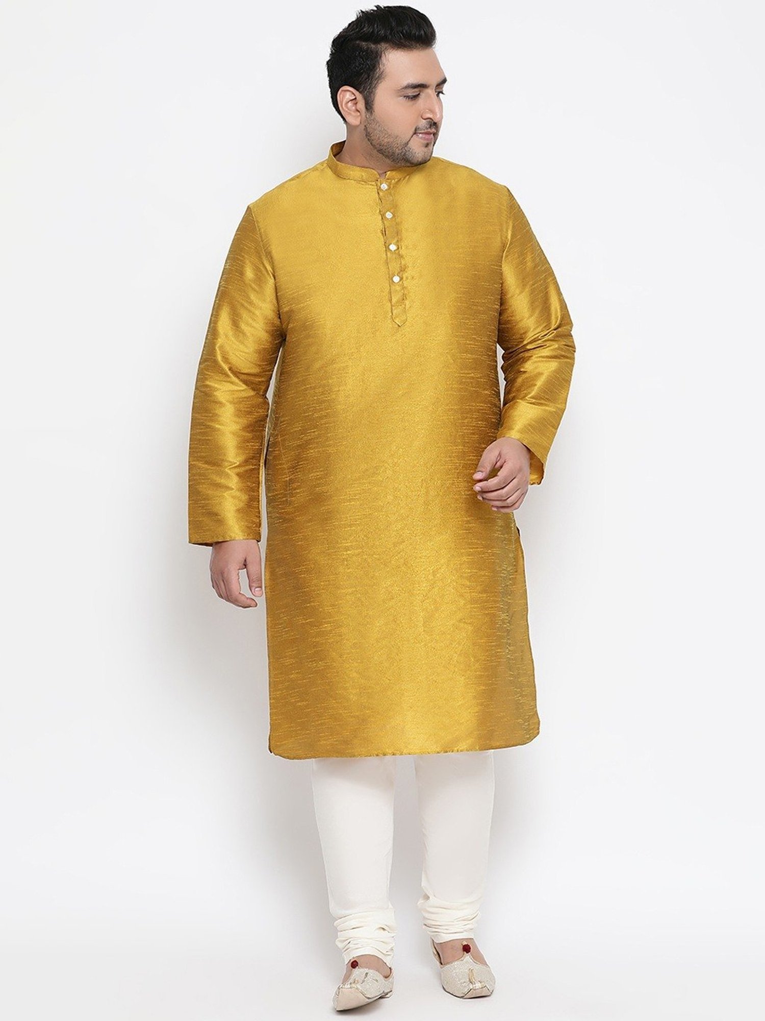 KISAH PLUS Beige Regular Fit Jacquard Kurta Set With Jacket