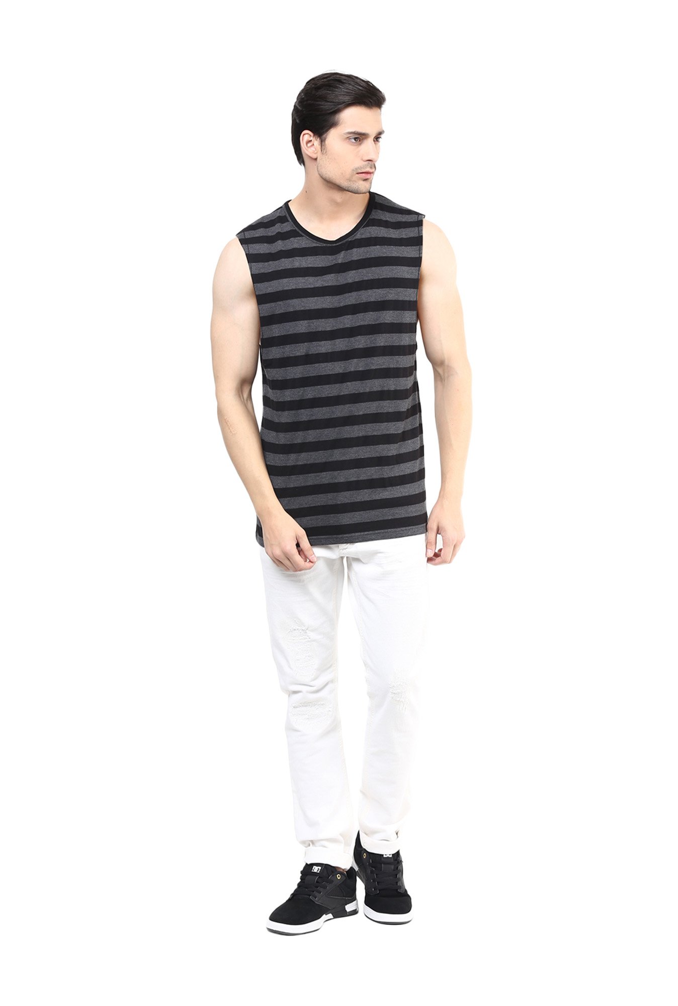 Hypernation Black & Grey Sleeveless T-Shirt