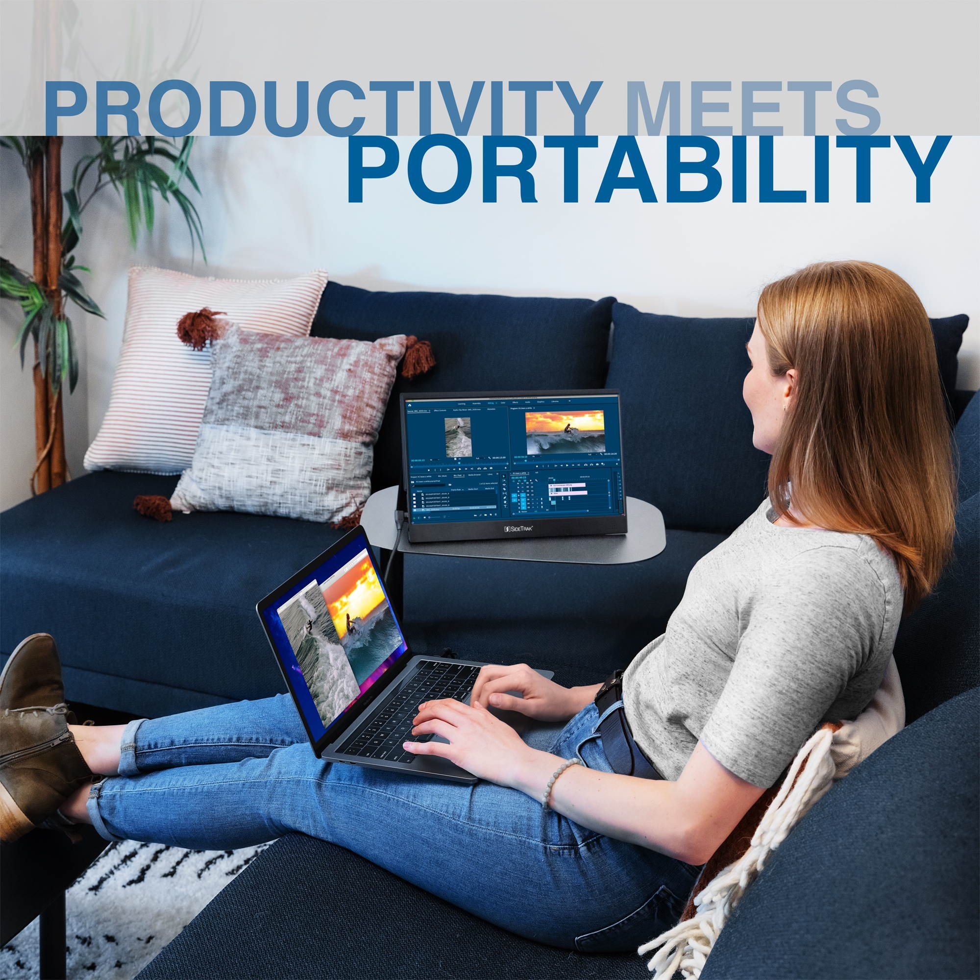 SideTrak Solo 15.6&rdquo; 4k Portable Monitor for Laptop | Freestanding Ultra HD LED Anti-Glare USB Laptop Dual Screen | Compatible with Mac, PC, & Chrome | Powered by USB-C or Mini HDMI