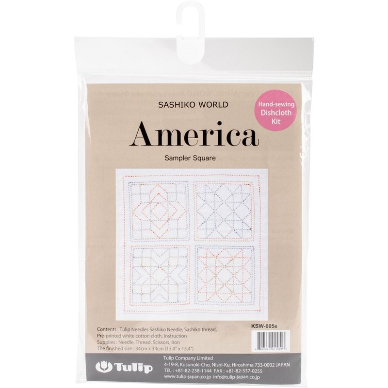 Sashiko World America Stamped Embroidery Kit-Sampler Square