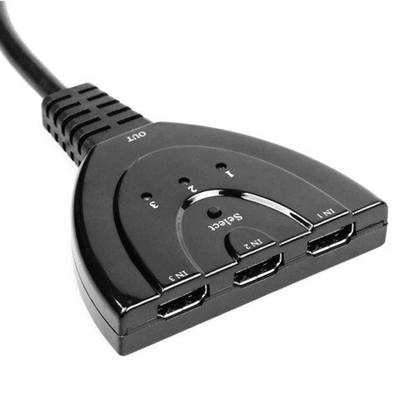 Foxnovo 3-Port HDMI Switch Switcher Selector Splitter Hub Box with 55cm HDMI Cable for HDTV /PS3 /Xbox 360 (Black)