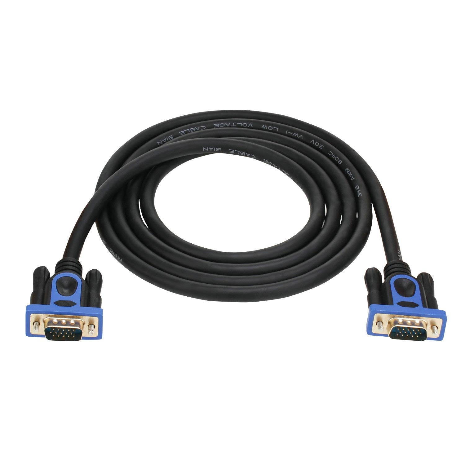 VGA Cable VGA to VGA HD15 Monitor Cable SVGA M/M HD Cable Gold Plated Connectors Support 1080P Full HD for PC HD TV Projector etc 6 Feet