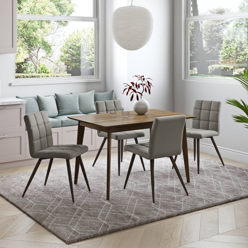 5pc Weinraub Dining Table and Chairs Set Walnut/Smoke Gray - Handy Living