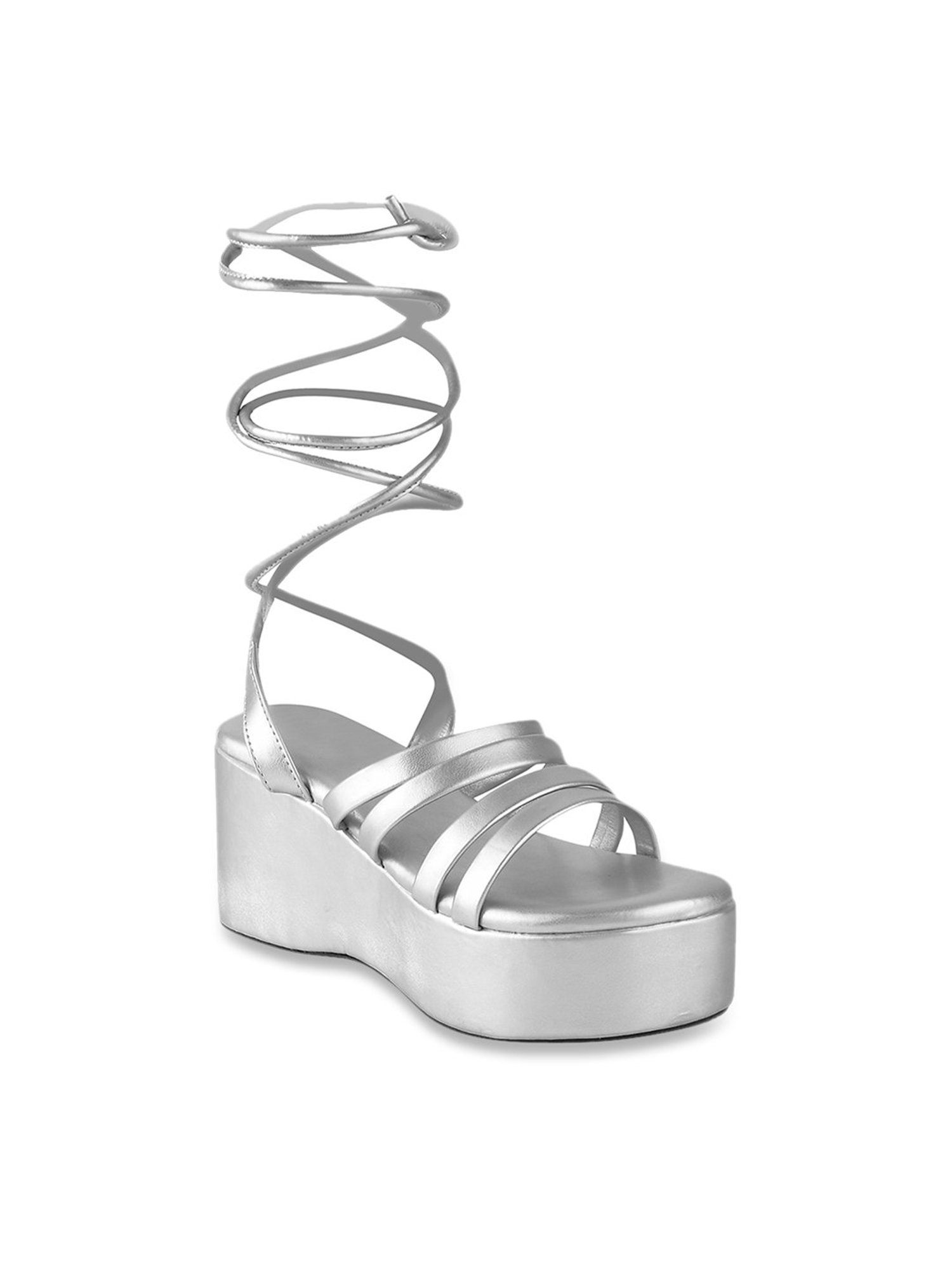 The White Pole Women's Silver Gladiator Wedges
