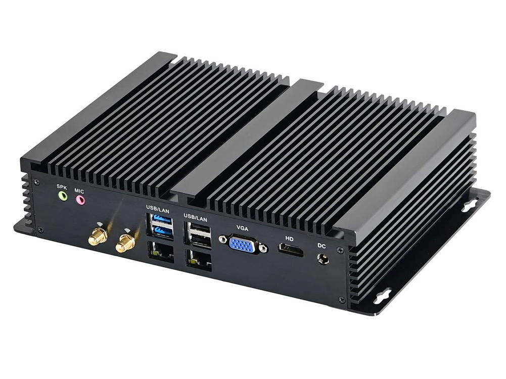 Partaker Fanless Industrial Computer, IPC, Desktop PC, Windows 10 Pro/Linux Ubuntu, Intel Core I3 6157U, GPIO, Watchdog, 2*intel i211, 6*COM RS232 RS422 RS485, 16GB Ram 240GB SSD