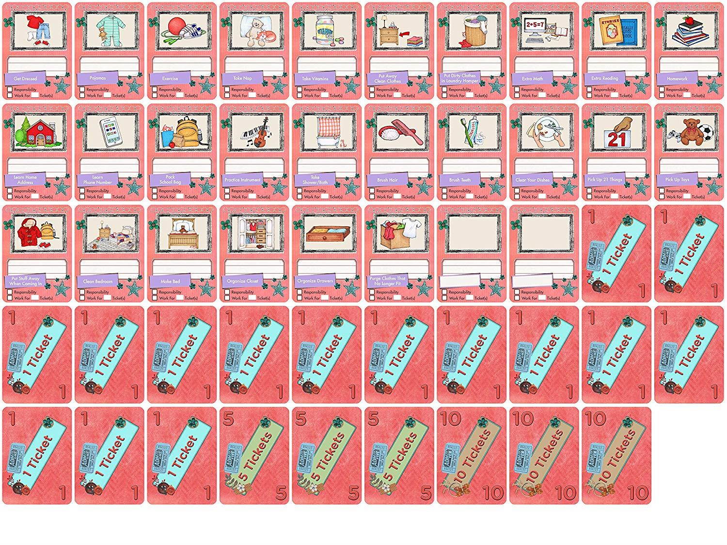 NEATLINGS Chore System - Chore Chart for Kids | 80+ Chores for Toddlers to Teens | Customize for 1 Child | Size 18&rdquo;x12.5&rdquo; | Teal Household Chore Cards/Pink Self-Care Chore Cards