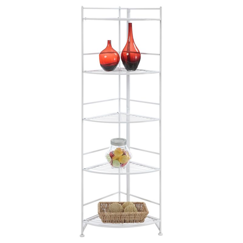 58" 5 Tier Folding Metal Corner Shelf White - Breighton Home