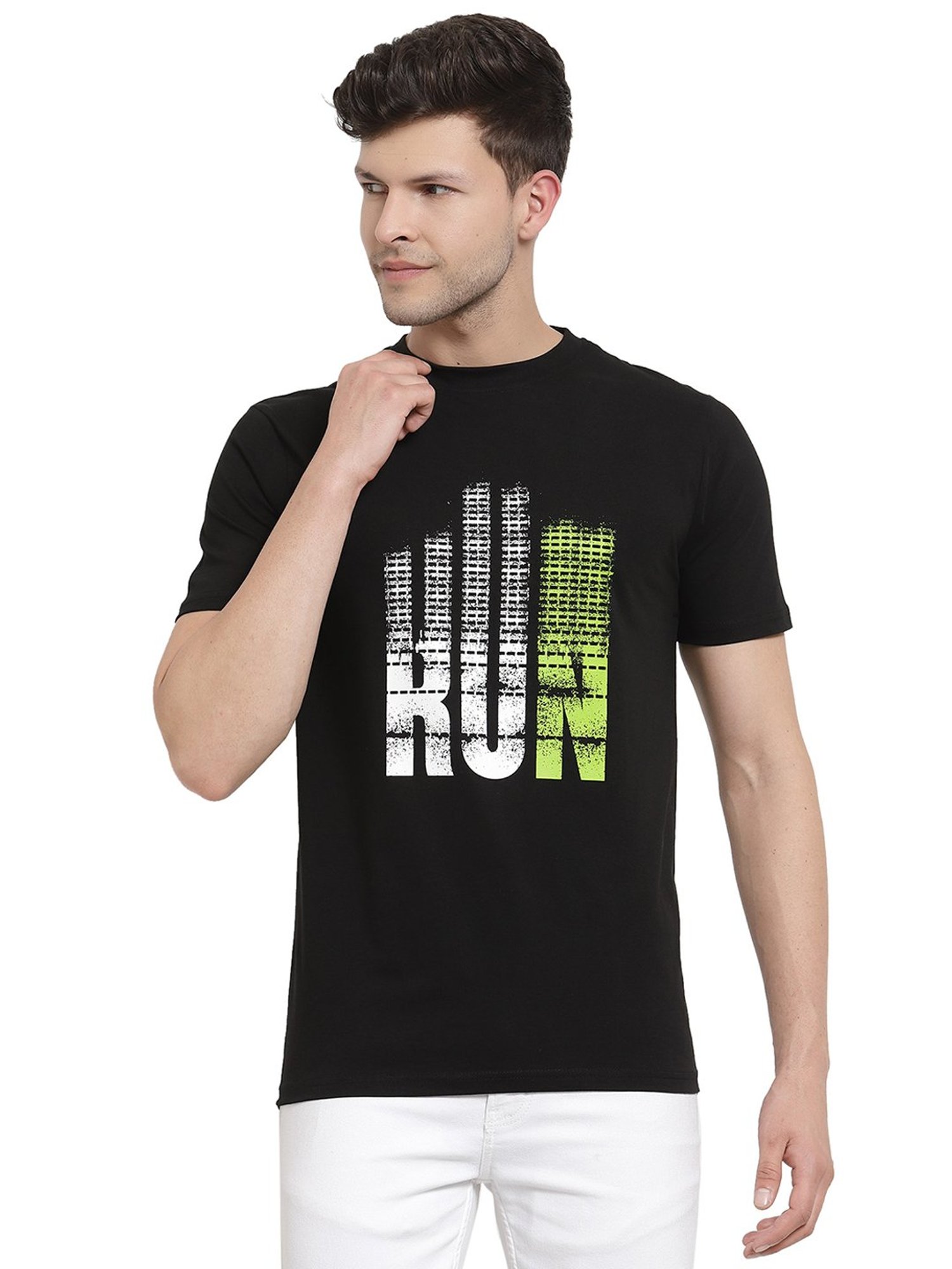 Proteens Black Printed Round Neck T-Shirt