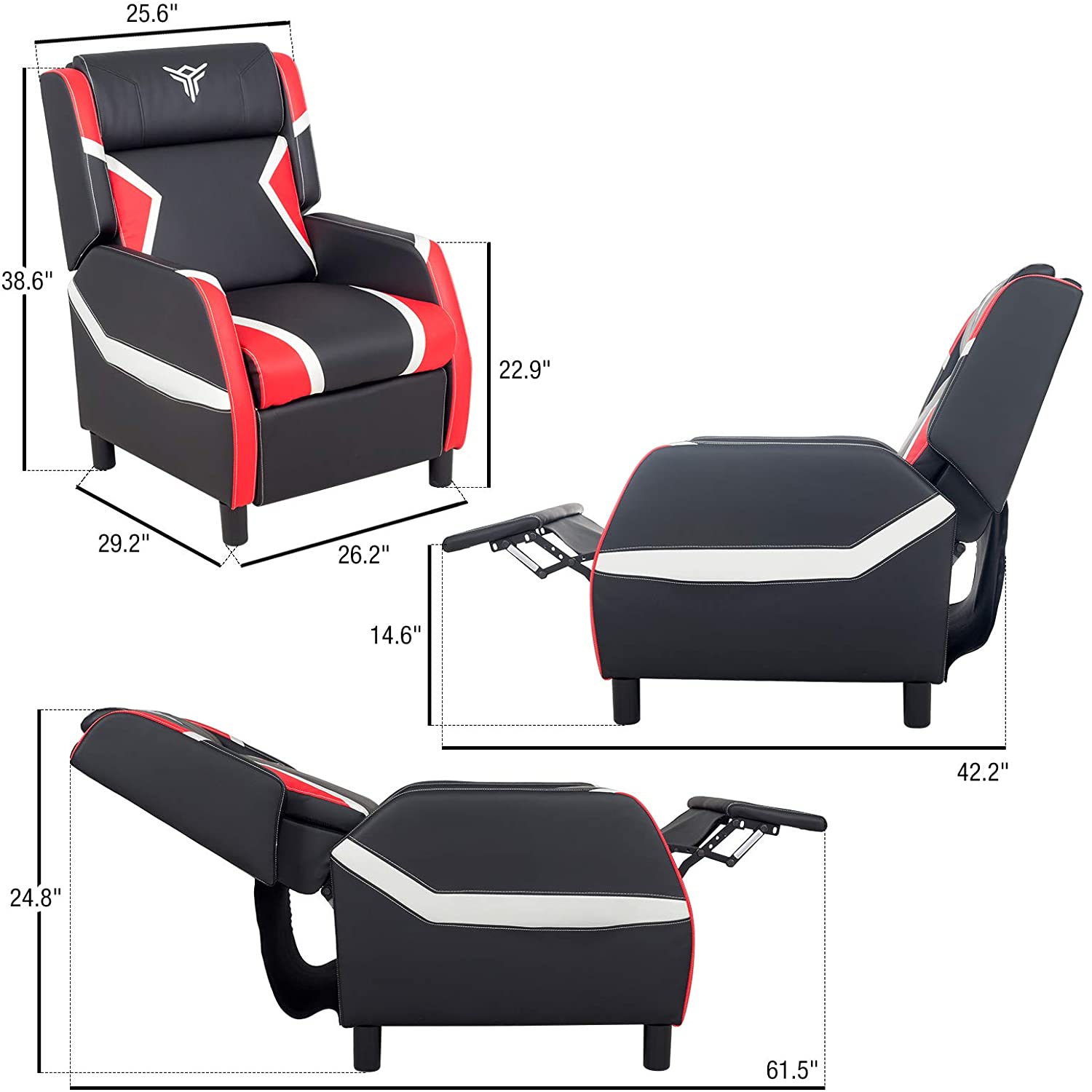 ELECWISH Massage Gaming Recliner Chair Racing Style Single Lounge Sofa PU Leather Reclining with Footrest and Massage Function Gaming Room Recliner Home Theater Seating(Black Blue White)