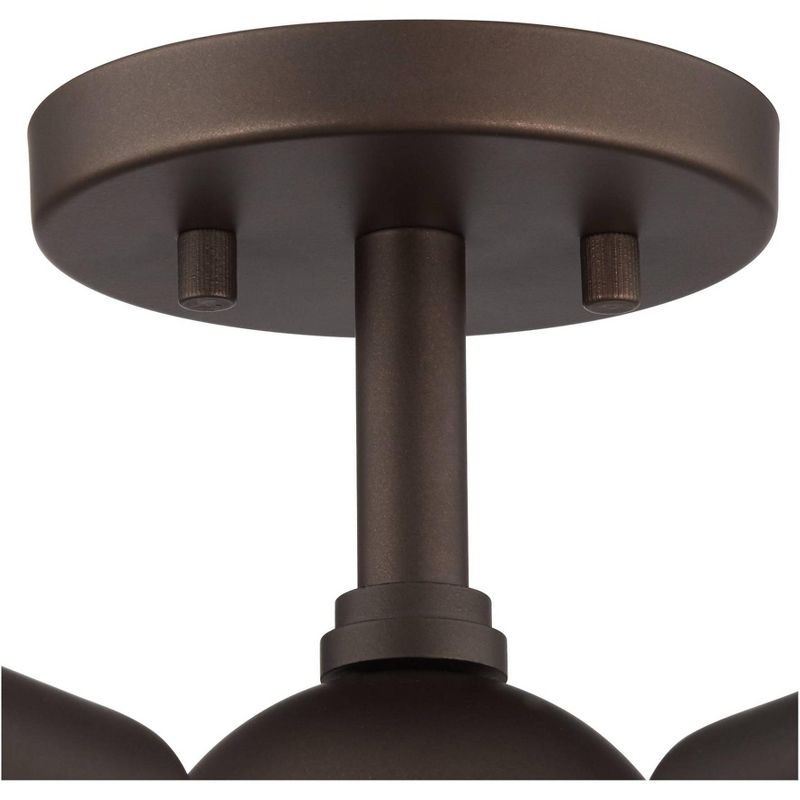 Possini Euro Design Mid Century Modern Ceiling Light Semi Flush Mount Fixture Oiled Bronze 13" Wide 6-Light LED Edison for Bedroom