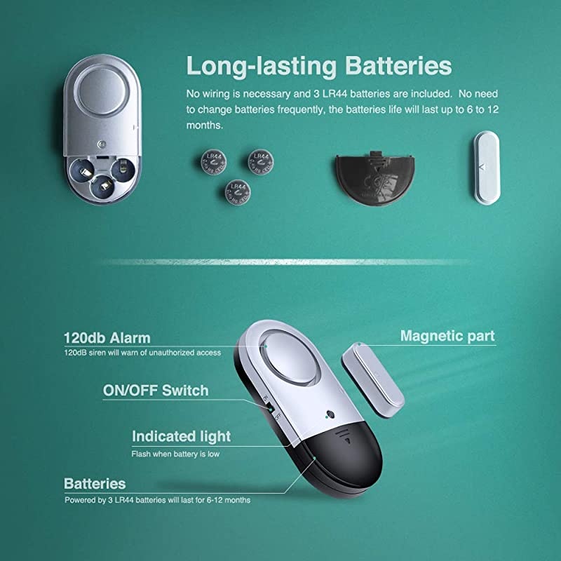 DB Loud Door and Window Open Alarm Sensor 3 Pack for Kids, Dementia Patients Safety, Wireless Security Alarms Keep Your Home, Pool, Cabinet, Business Safe