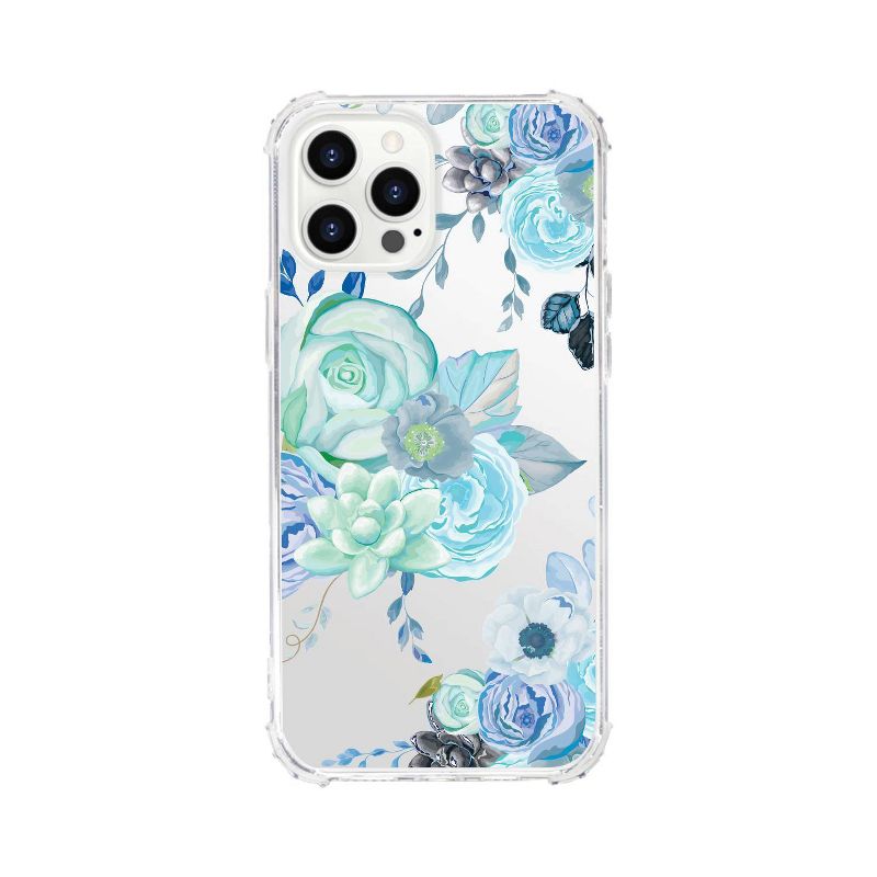 OTM Essentials Apple iPhone 12 Pro Tough Edge Clear Phone Case - Flower Garden Blue