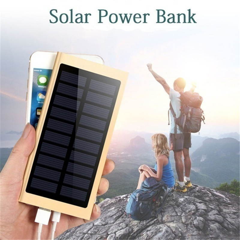 The Lastest Ultra Thin 9mm Solar Power Bank 500000 Mah Ultra High Capacity External Solar Charger Powerbank for All Mobile Phone for Outdoors/camping/explore