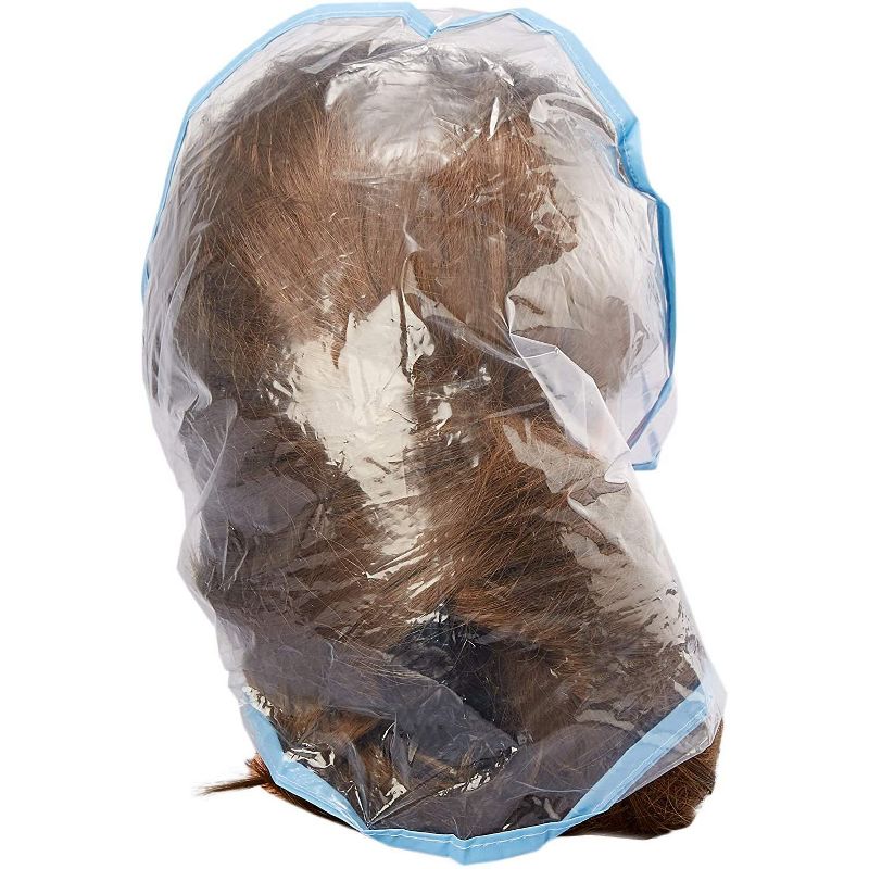 Juvale 12 Pack Clear Waterproof Rain Bonnet Hat with Visor, Transparent with Blue Trim Rain Wear