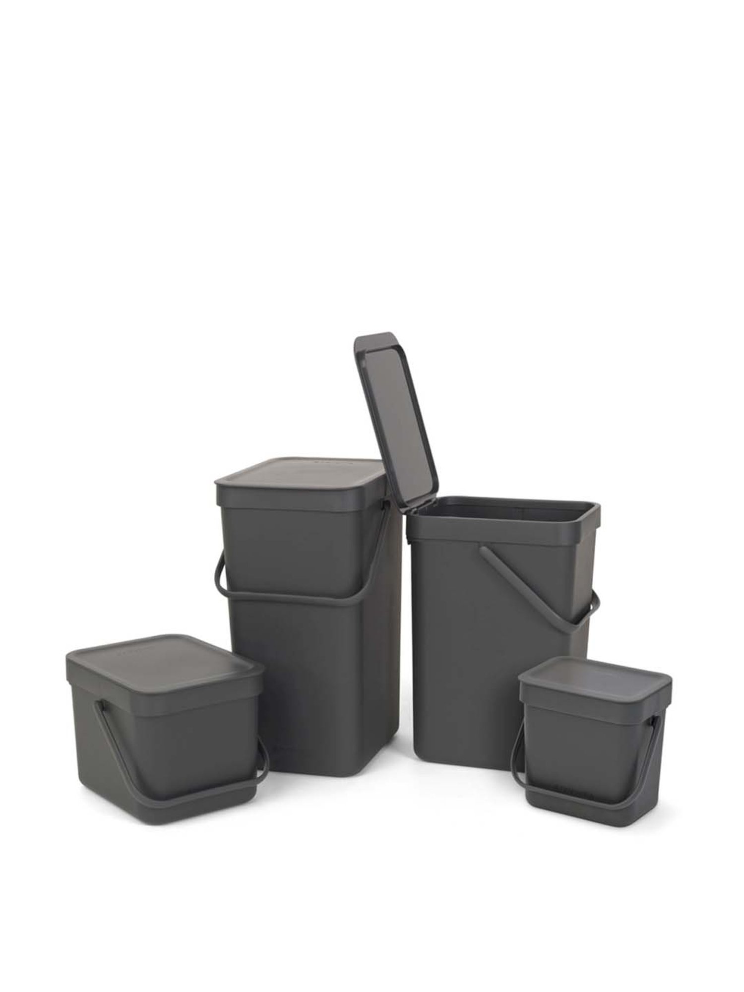 BRABANTIA Sort & Go Grey Plastic Dustbin (16 L) - Set of 1