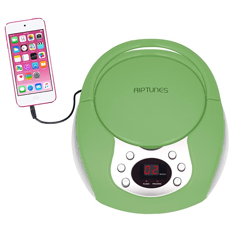 Portable CD Player with AM FM Radio Potable radios Boom Box with Aux Linein Green