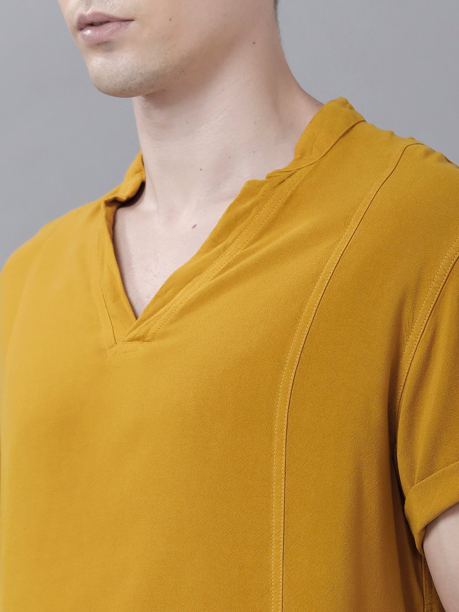 Identiti Mustard V Neck Short Kurta