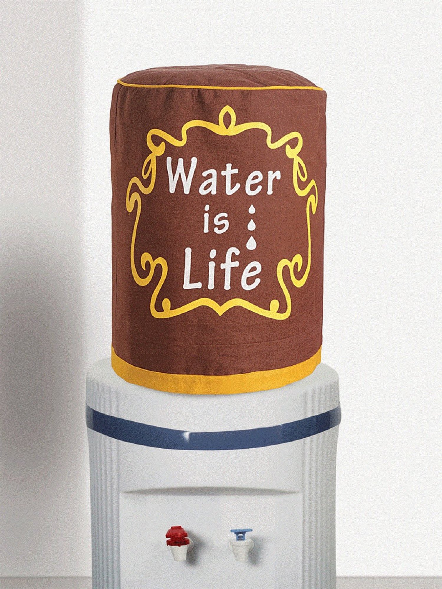Swayam Brown Cotton 20 Litre Water Dispenser Bottle Cover - Set of 1