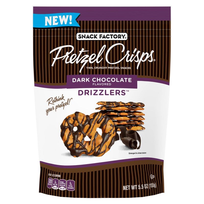 Snack Factory Dark Chocolate Drizzlers Pretzel Crisps - 5.5oz