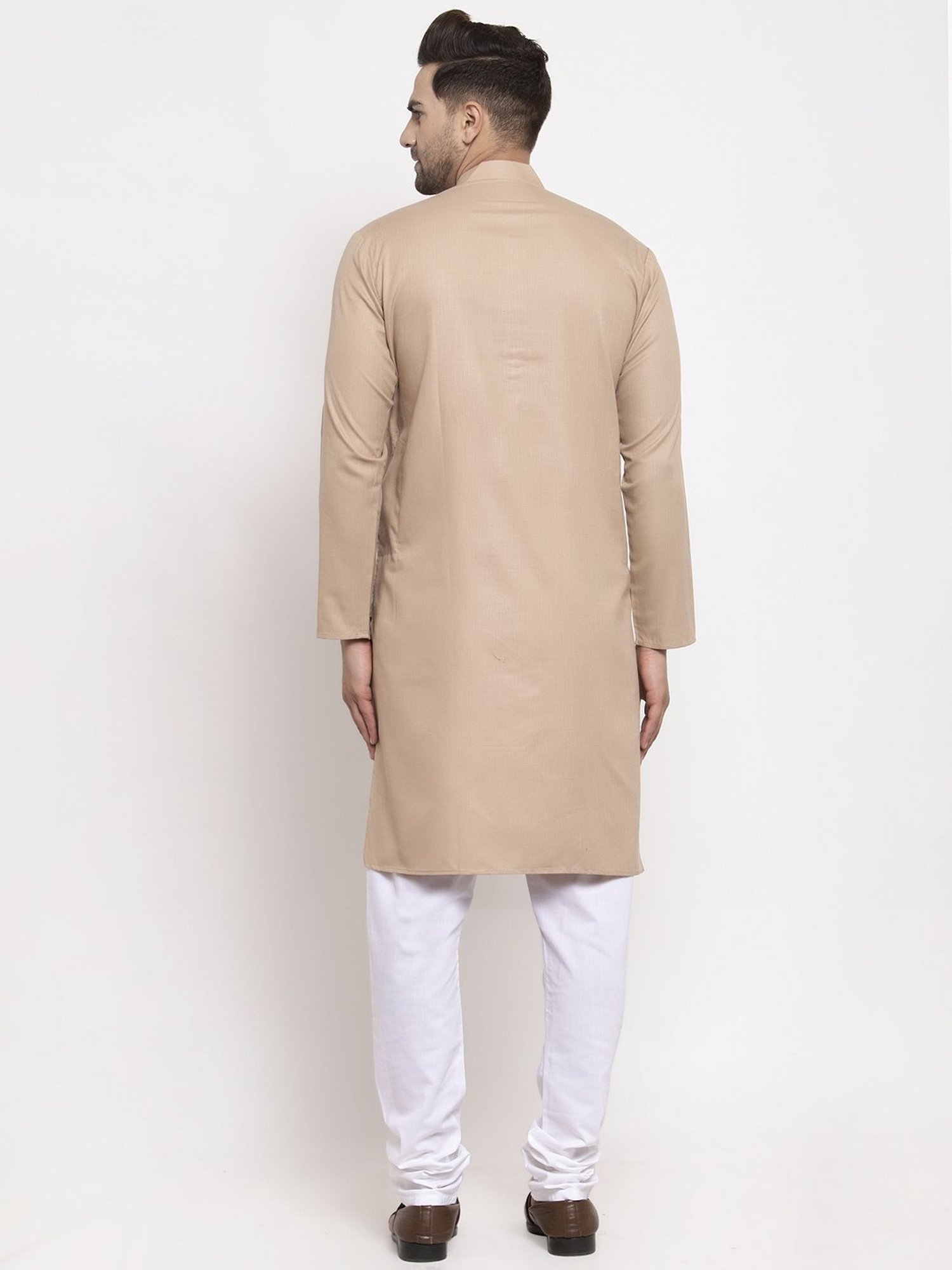 Jompers Beige Cotton Regular Fit Kurta Set