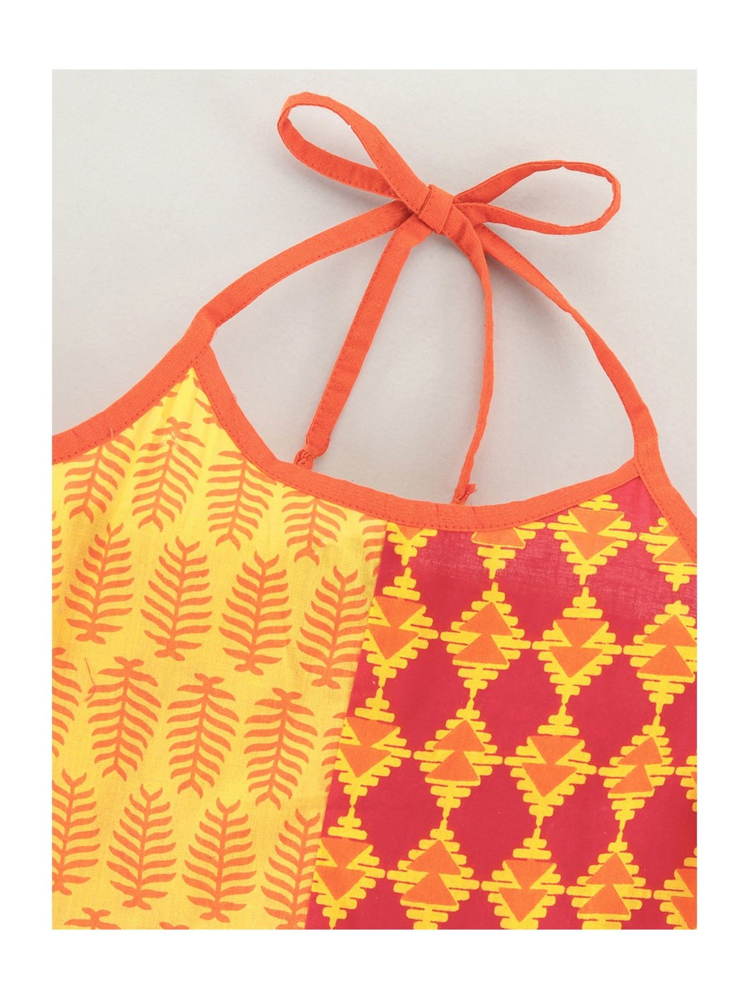 TWISHA Kids Yellow & Orange Printed Top with Dhoti