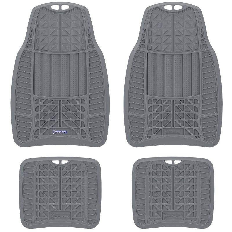 Michelin 19"x34" 4pc Rubber Floormat Set Gray