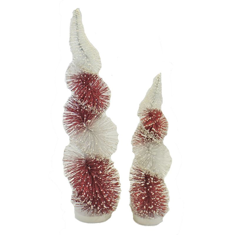Christmas 18.0" Swirl Bottle Brush Tree Home Decor Red And White  -  Decorative Figurines