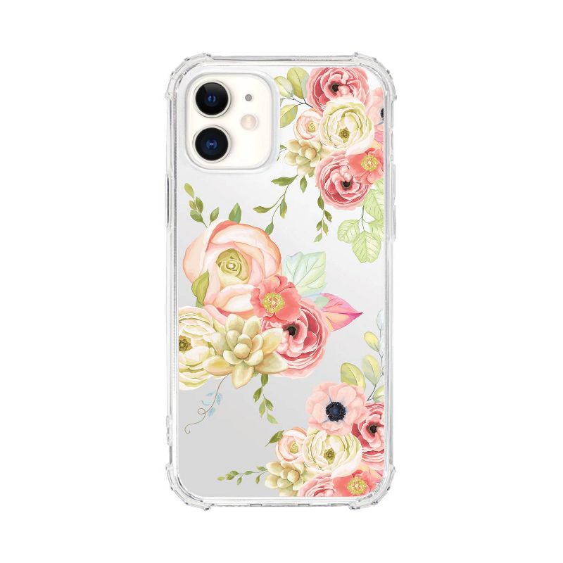 OTM Essentials Apple iPhone 12 Mini Tough Edge Clear Phone Case - Flower Garden Pink