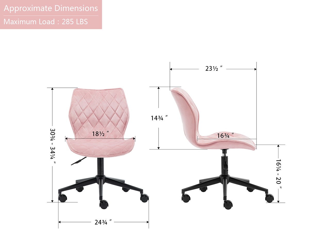 Swivel Height Adjustable Task Chair Armless Office Chair