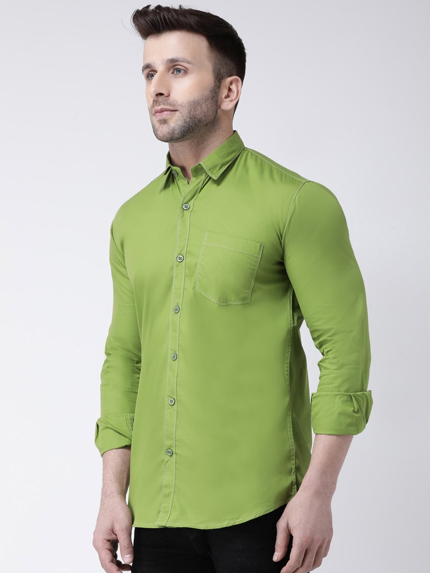 Hangup Plus Green Slim Fit Pure Cotton Shirt