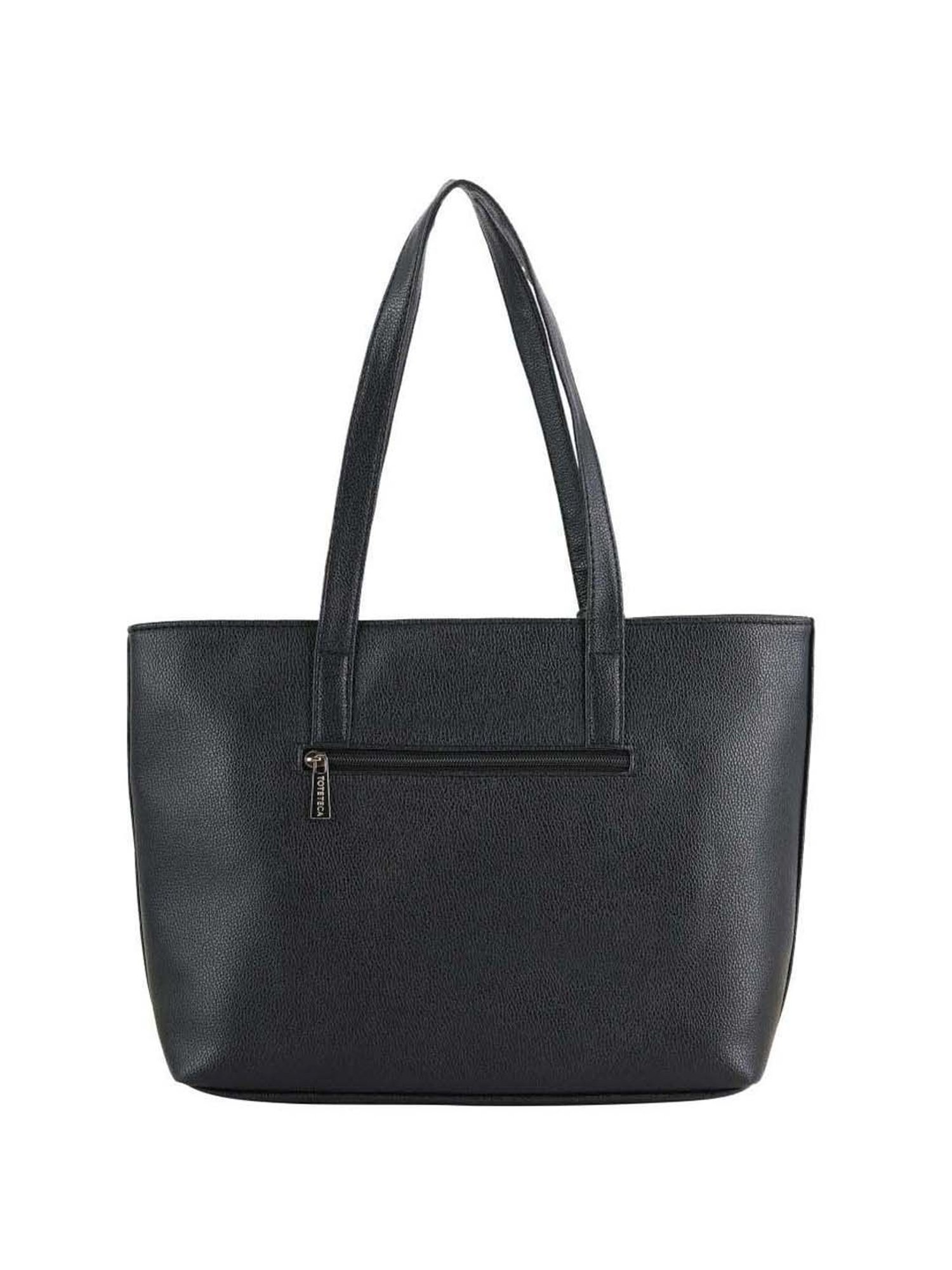 Toteteca Black Solid Medium Tote Handbag