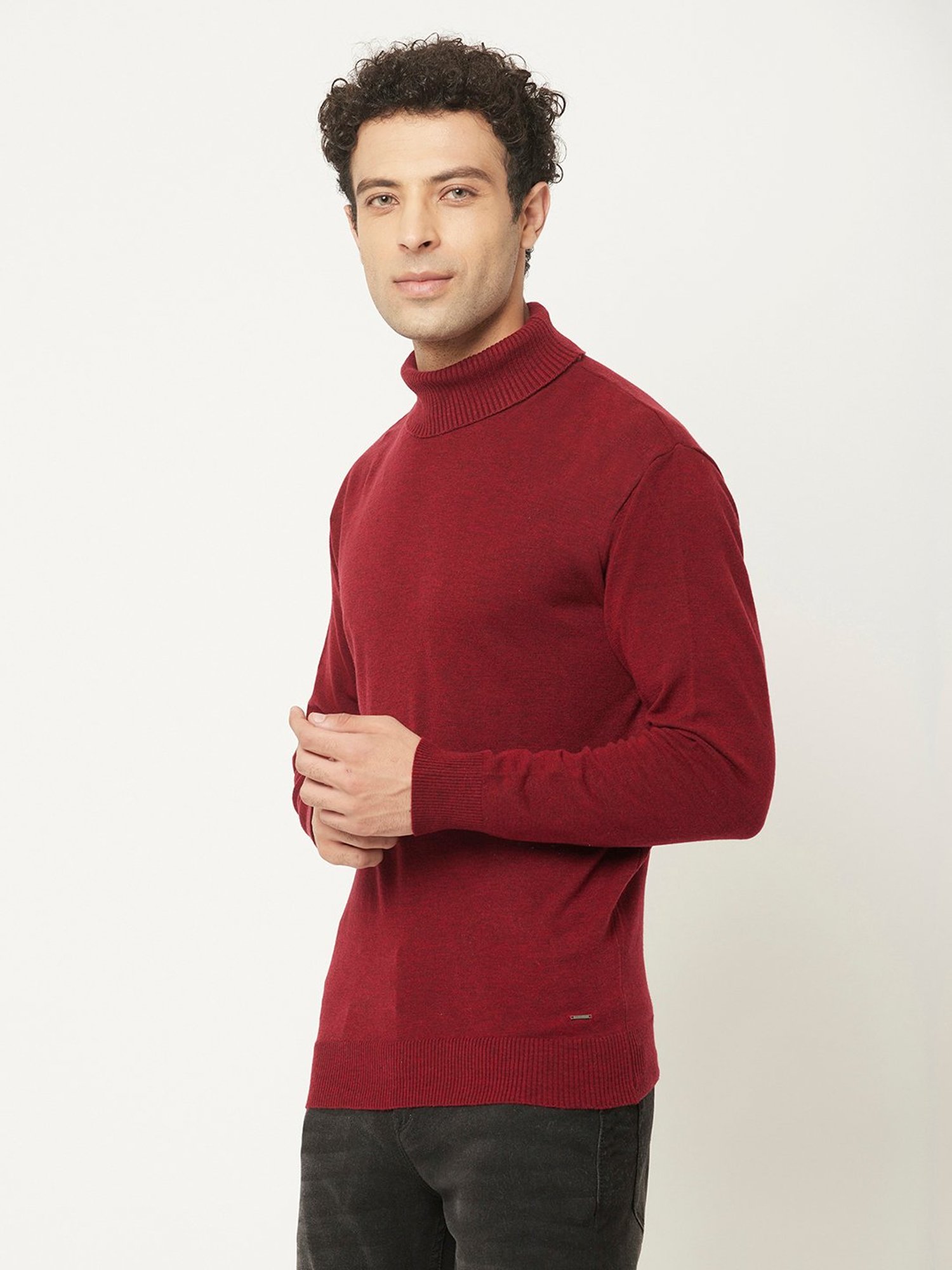 Crimsoune Club Maroon Regular Fit High Neck Sweater
