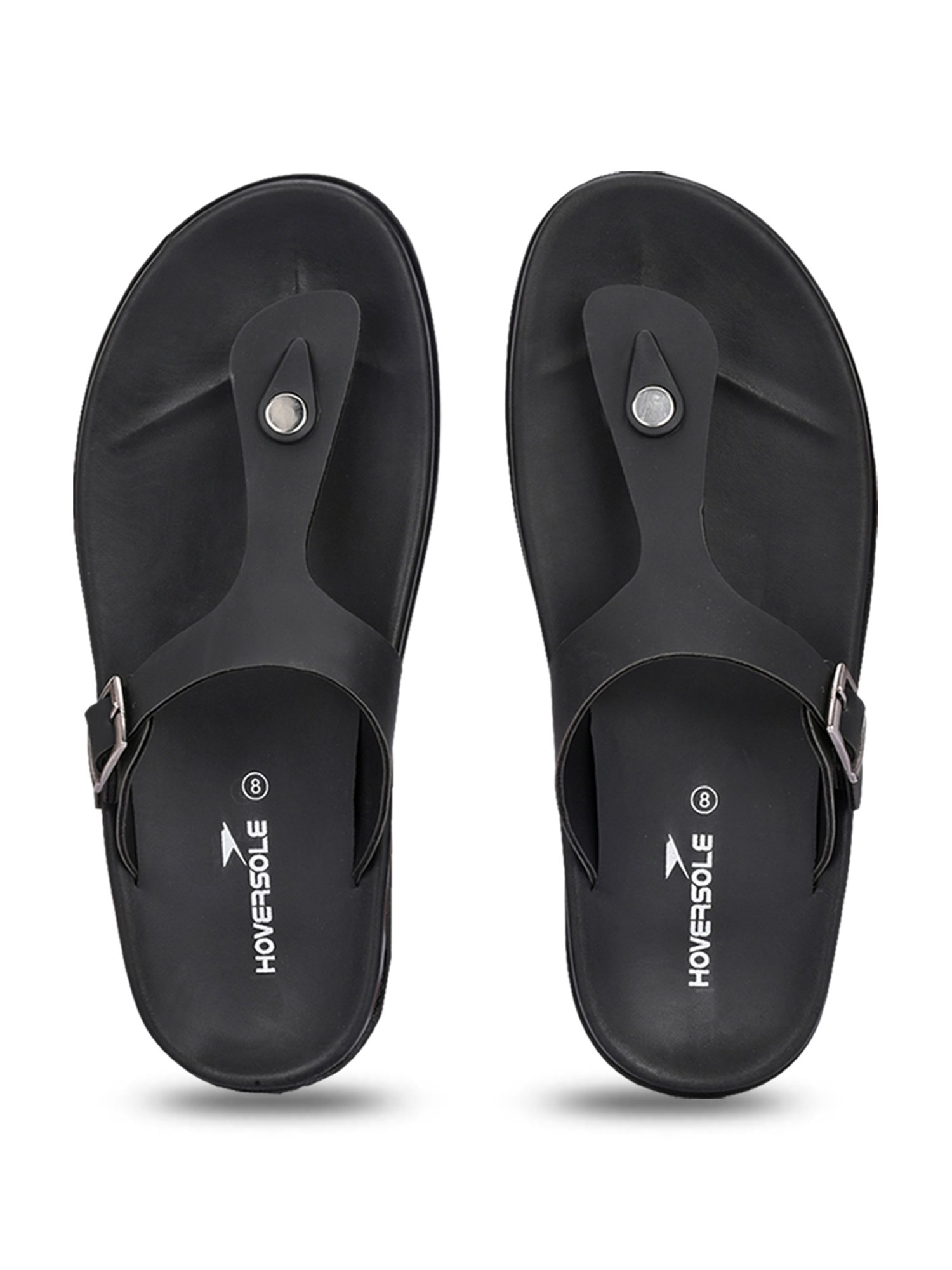 Hoversole Men's Black T-Strap Sandals