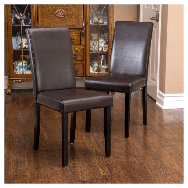 Set of 2 Ryan Bonded Leather Dining Chair Brown - Christopher Knight Home