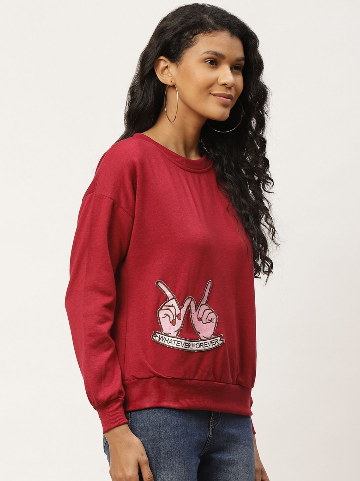 Belle Fille Maroon Patchwork Sweatshirt