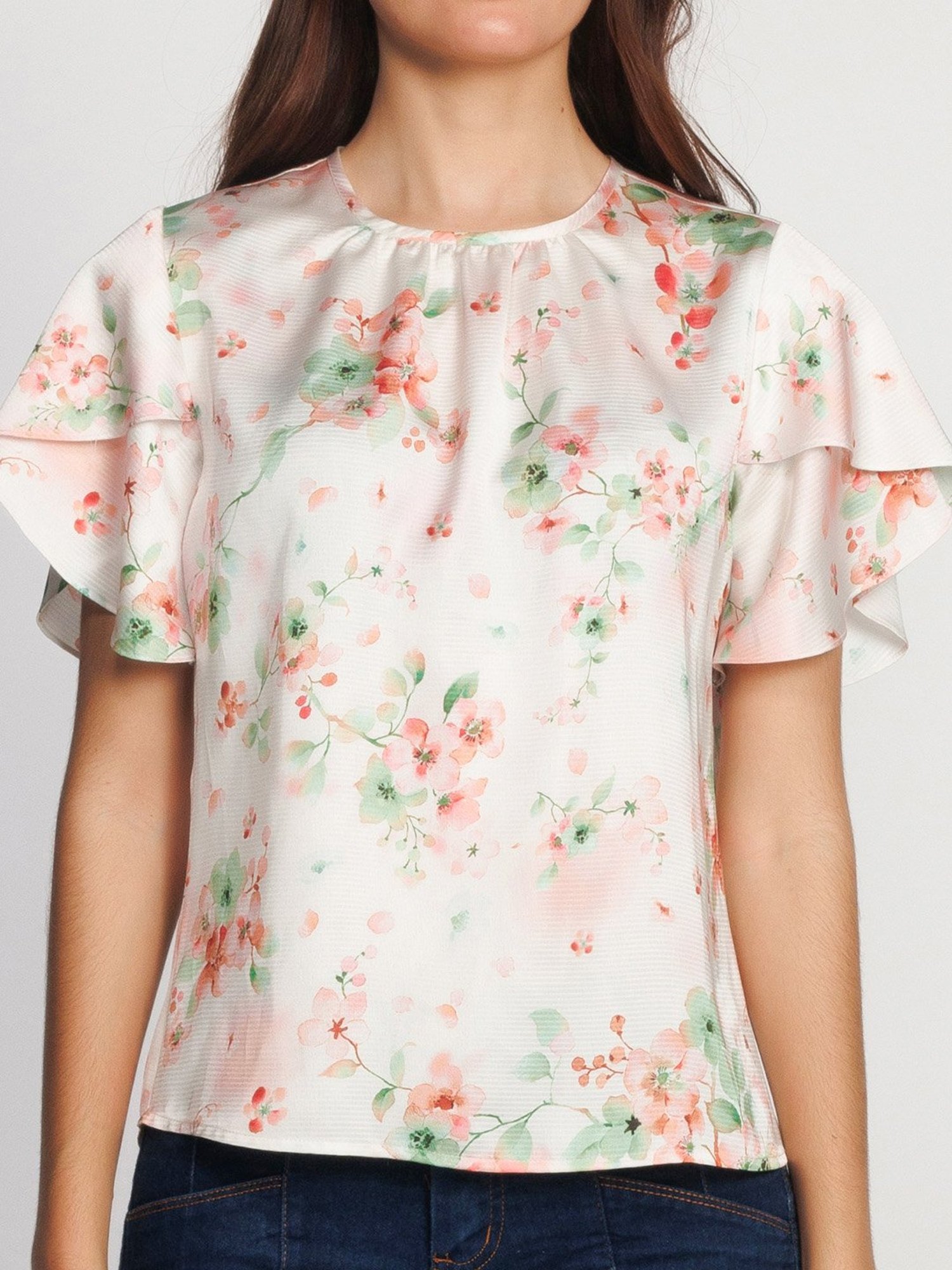 Zink London White Floral Print Top