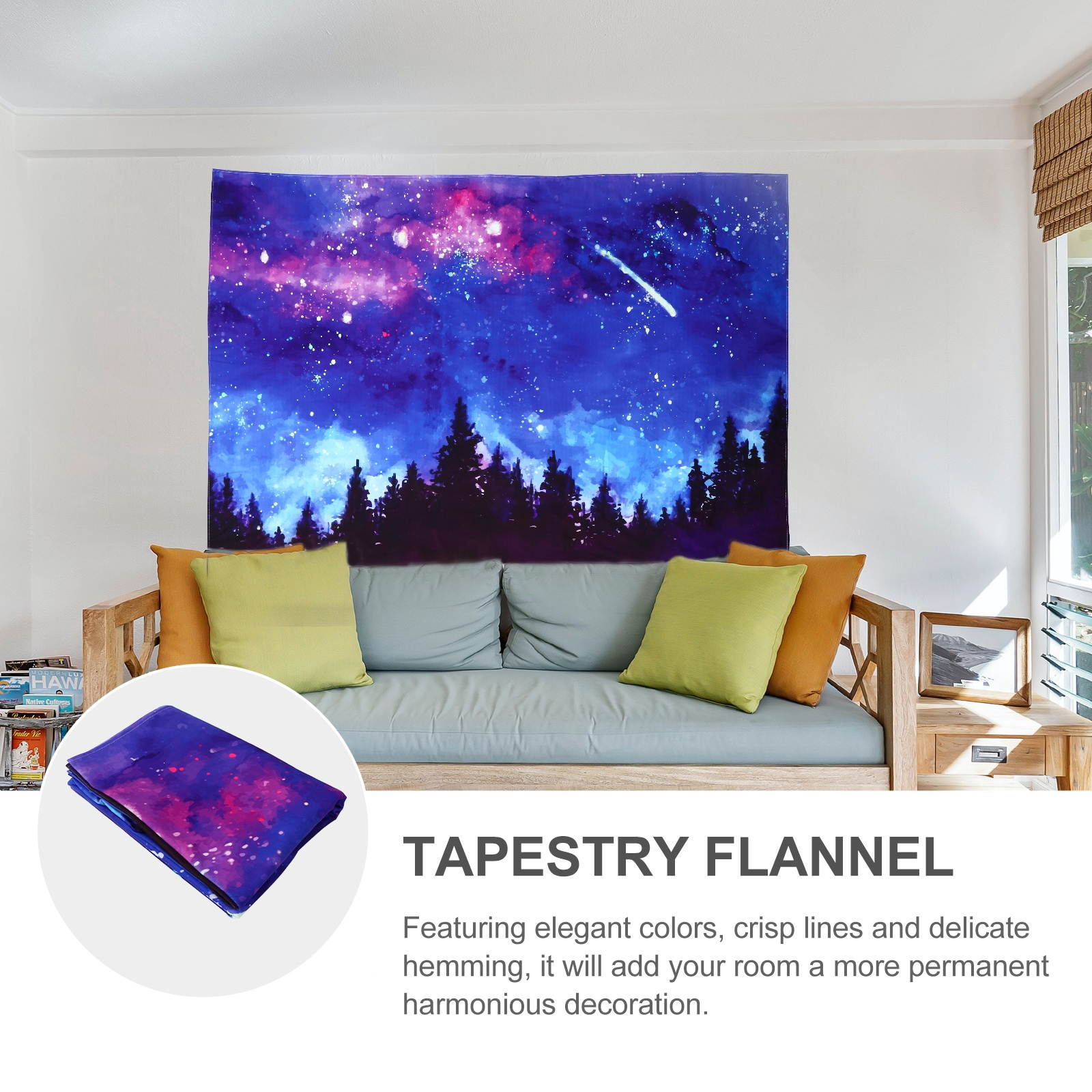 Starry Sky Flannelette Tapestry Short Plush Starry Forest Background Cloth