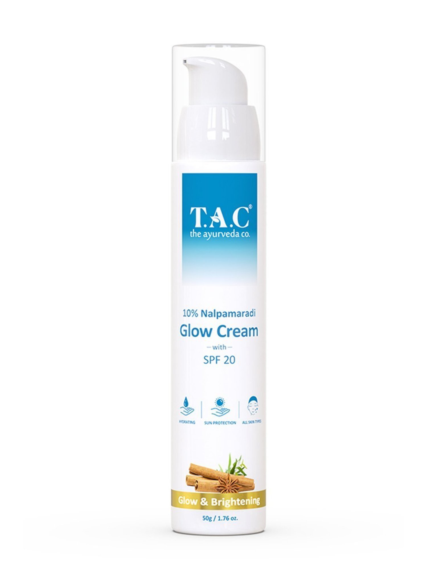 TAC - The Ayurveda Co. 10% Nalpamaradi Glow Cream with SPF 20 for Skin Brightening - 50 gm