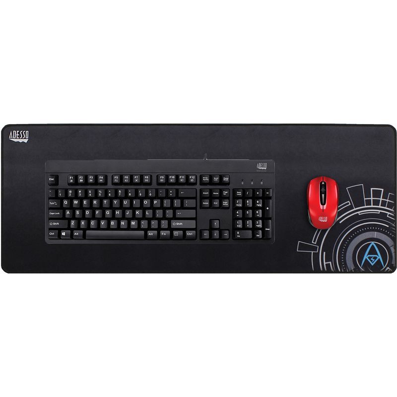 Adesso TRUFORM P104 - 32 x 12 Inches Gaming Mouse Pad - Textured - 0.1" x 12" Dimension - Black - Rubber Base, Cloth, Fiber - Anti-slip, Scratch Proof