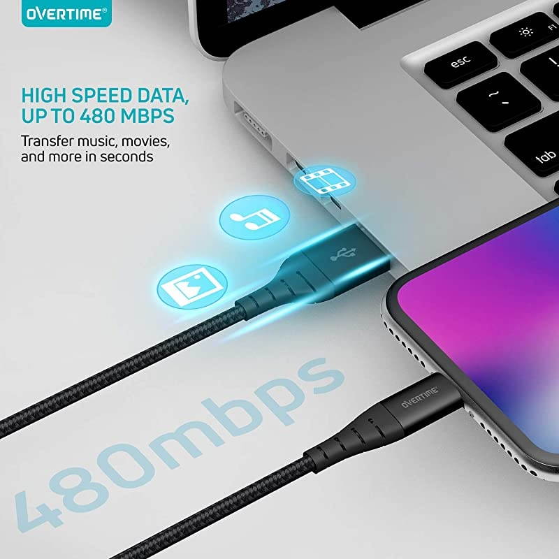 Charger 6ft 4Pack Apple MFi Certified Lightning Cable Braided Nylon HighSpeed Cable for 1111 Pro11 Pro MaxXXSXRXS Max8765SSE AirPodsPro iPad MiniAir Black