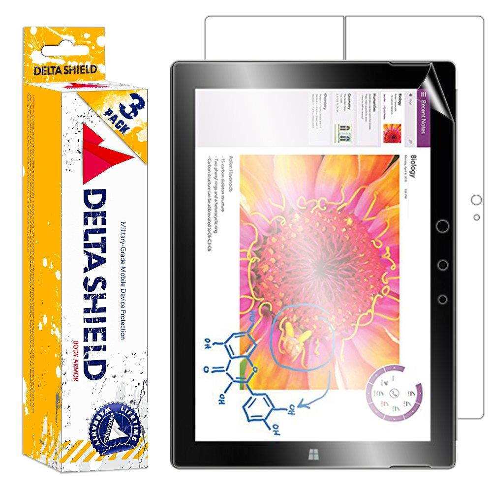 DeltaShield Full Body Skin for Microsoft Surface 3 (10.8 inch)(3-Pack)(Screen Protector Included) Front and Back Protector BodyArmor Non-Bubble Military-Grade Clear HD Film