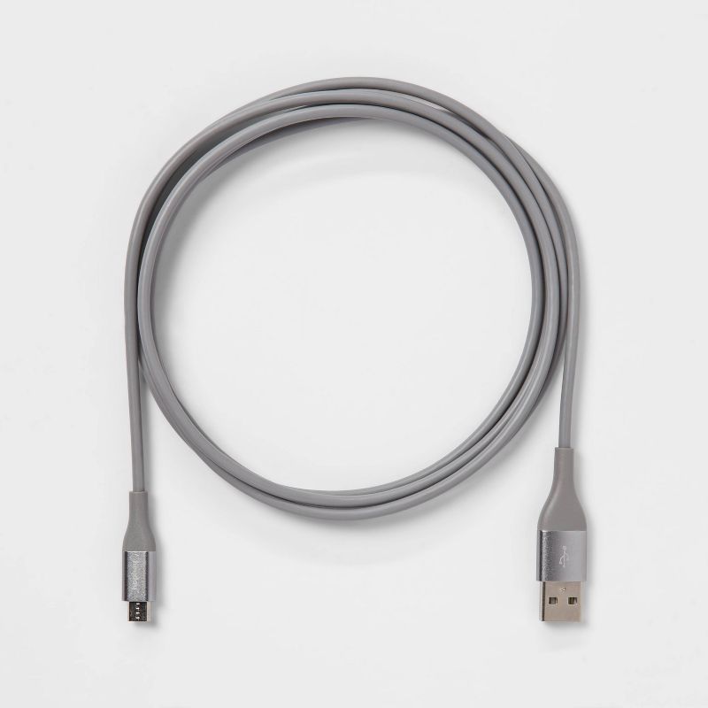 heyday™ 10' Micro-USB to USB-A Round Cable - Cool Gray/Silver