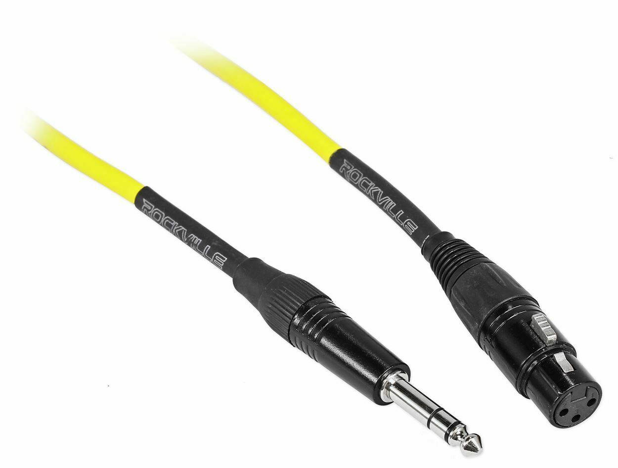 2 Rockville RCXFB10Y Yellow 10 Female REAN XLR to 1/4 TRS Balanced Cables OFC