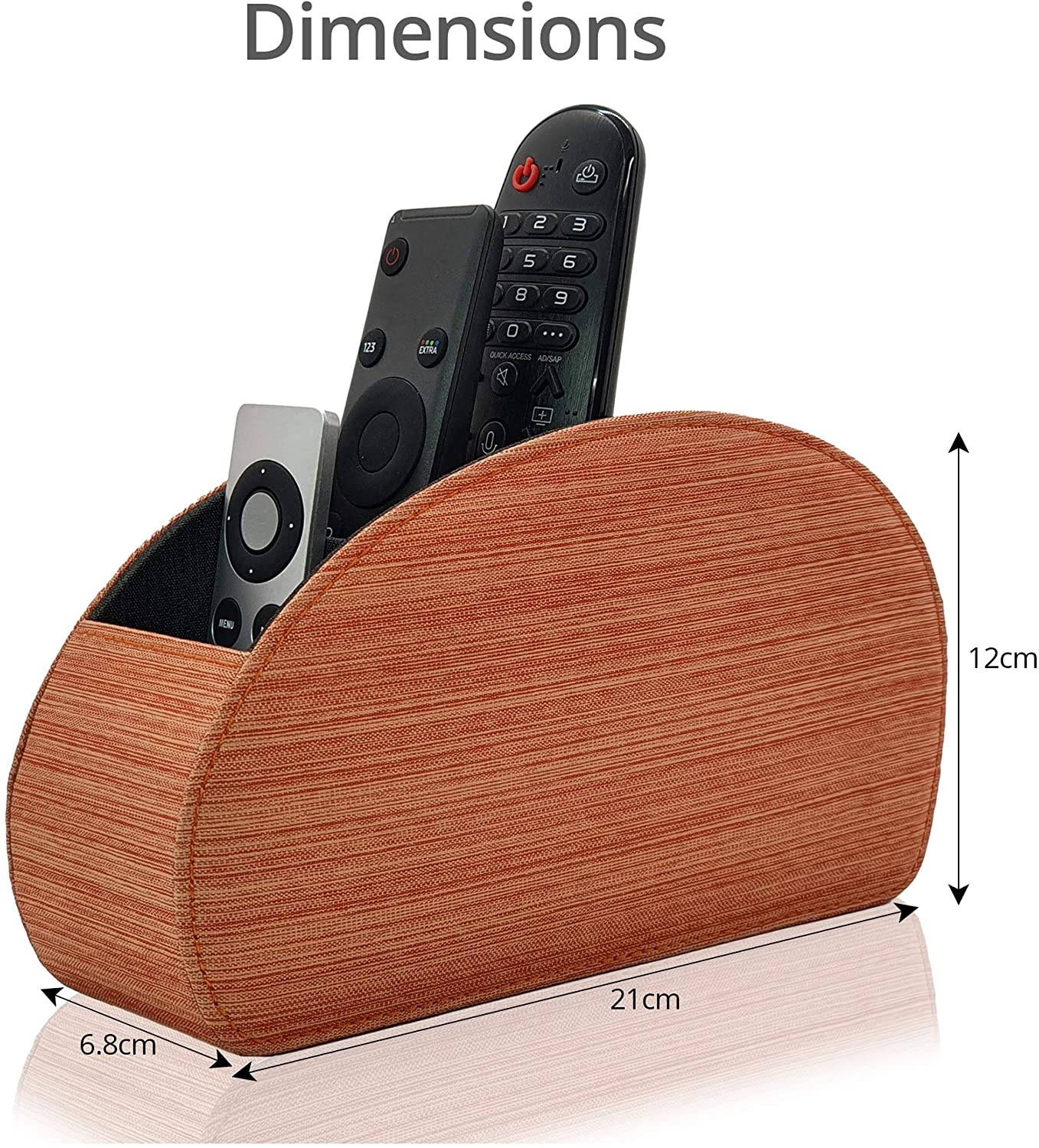 Fabric Remote Control Holder Storage Caddy and Desk Organiser 5 Compartments for TV, DVD, Blu-Ray Remotes - CEG10 Fine Fabric Pepper Red by Connected Essentials (Sunset Orange)