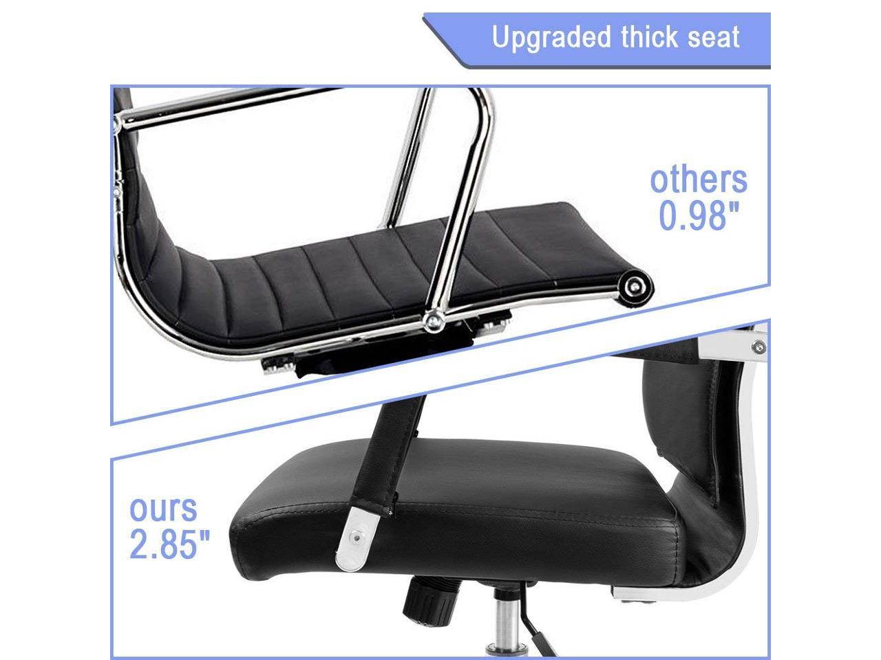 Homall Office Desk Chair Mid-Back Computer Chair Leather Executive Adjustable Swivel Task Chair Conference Chair with Armrests (White)
